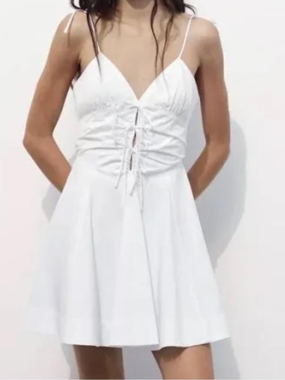 Zara White Spaghetti Strap Mini Dress